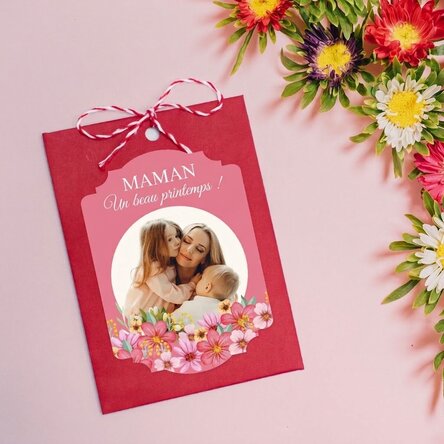 Martisor à planter, personnalisé avec une photo et un message - Floral