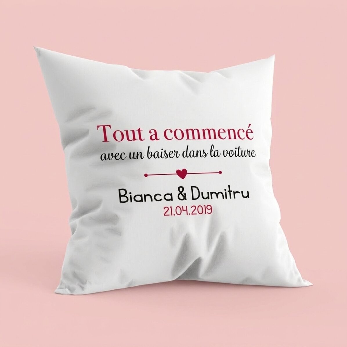 Coussin personnalisé avec inscription - « Where it all began »
