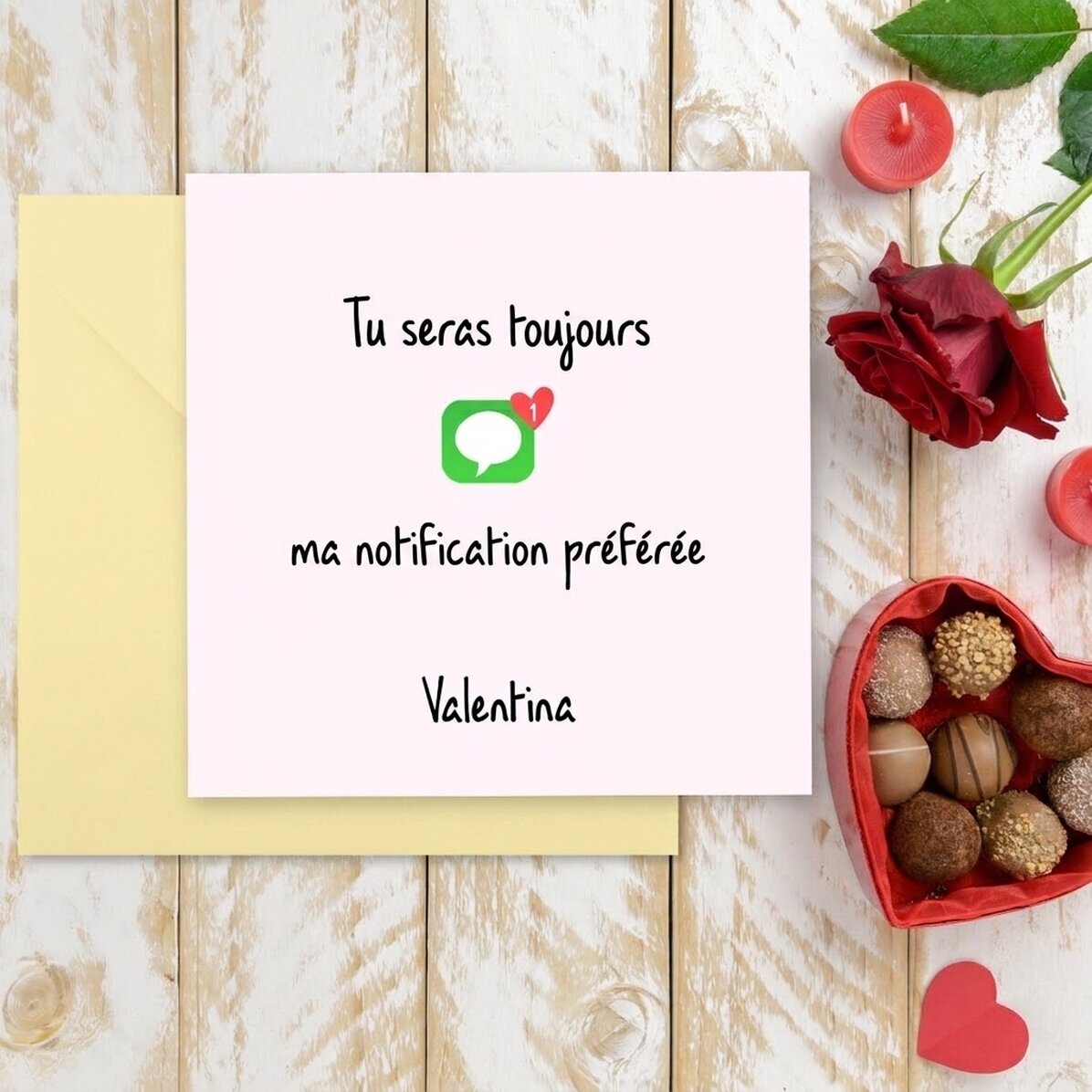 Carte carrée personnalisée pour les couples - Ma notification préférée