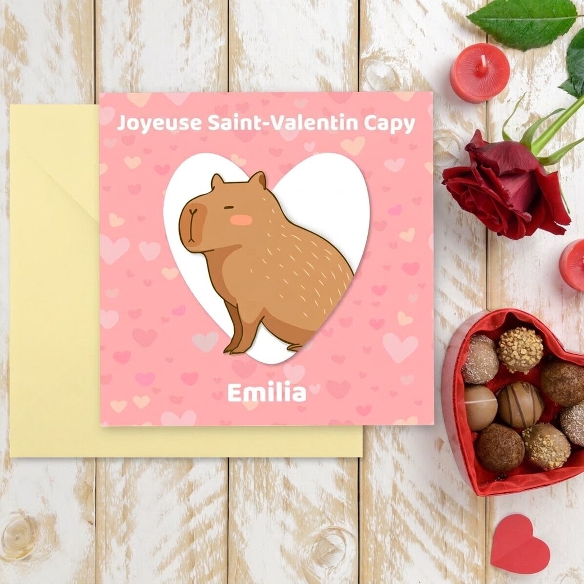 Carte carrée personnalisée avec texte - Capybara