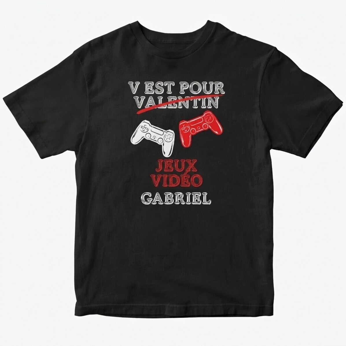 T-shirt en coton personnalisé avec inscription - V is for Video Games