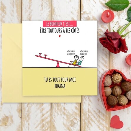 Carte carrée personnalisée avec texte - Le bonheur, c'est...