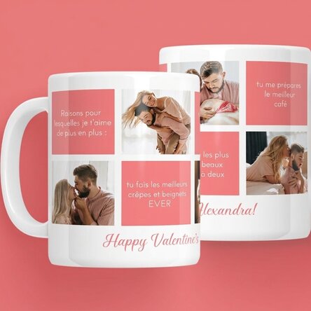 Tasse personnalisée avec un texte et 5 photos - Les raisons pour lesquelles je t