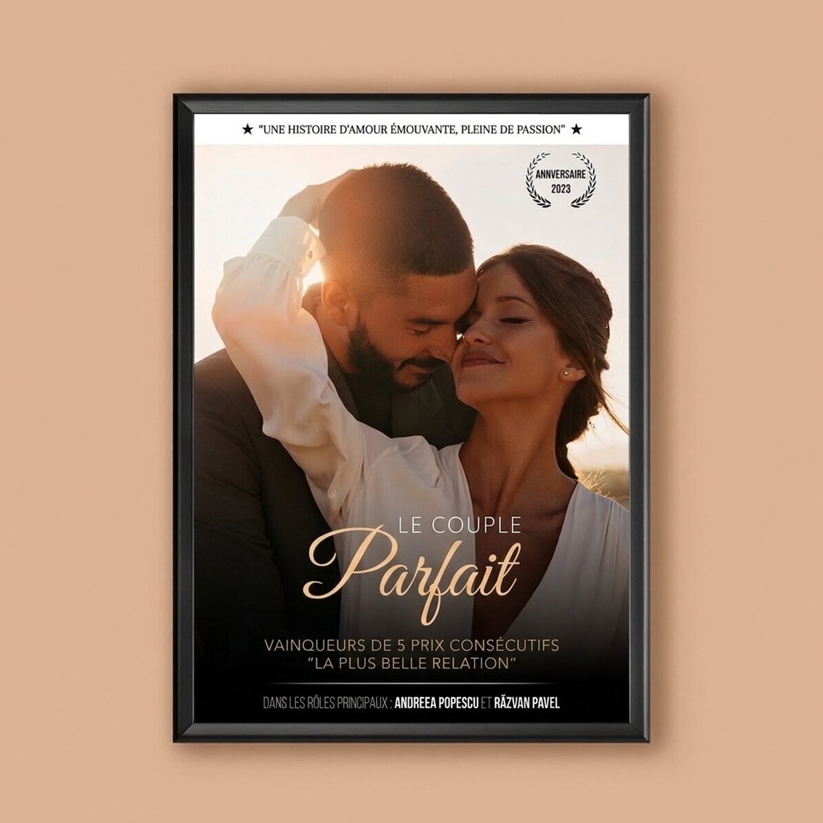 Tableau personnalisé avec une photo et un message - Affiche de film