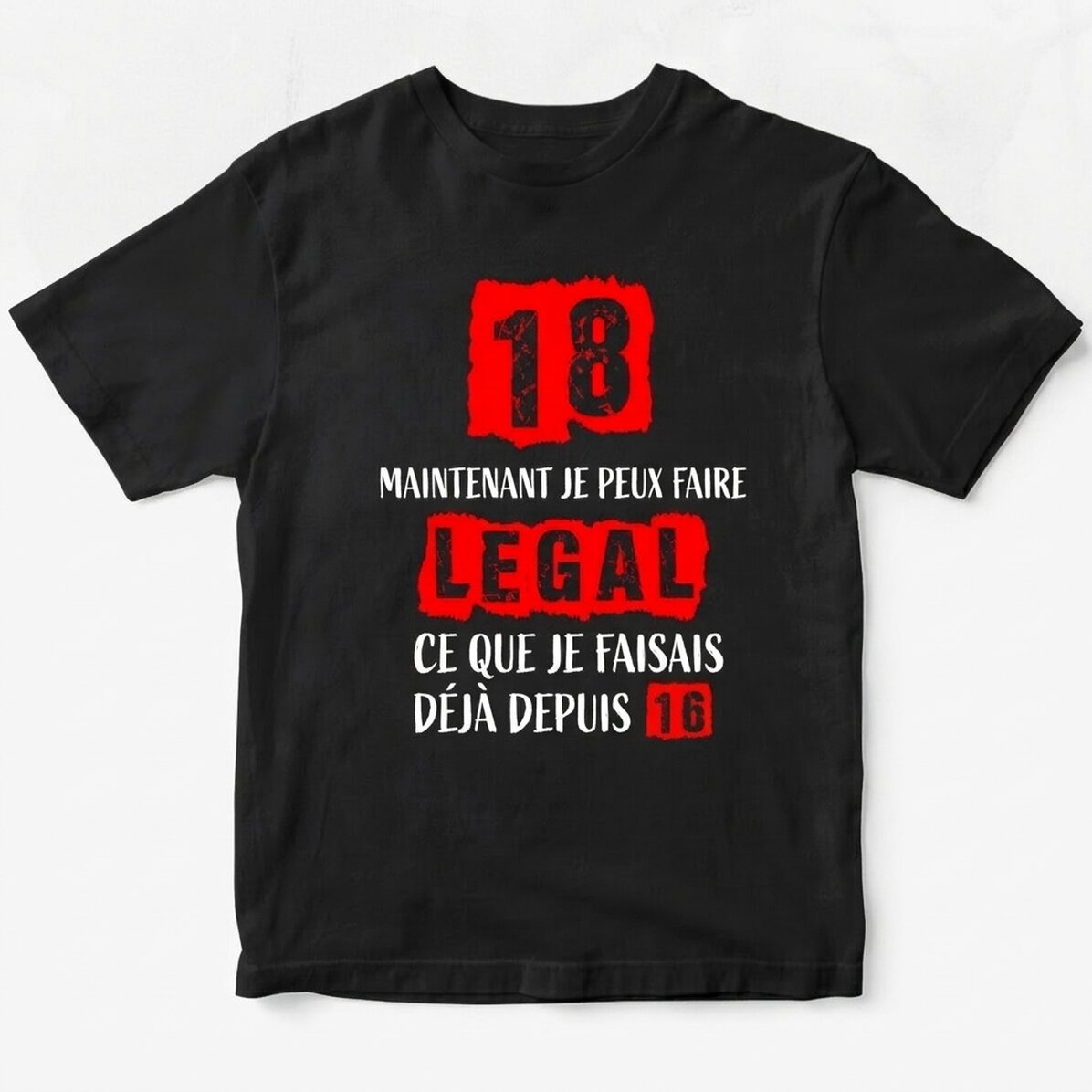 T-shirt en coton personnalisé avec un texte - Majorat