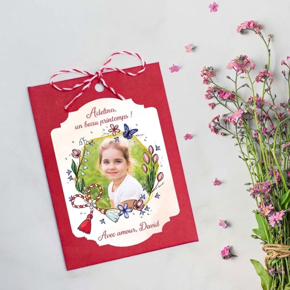 Martisor à planter, personnalisé avec une photo et un message - Floricele