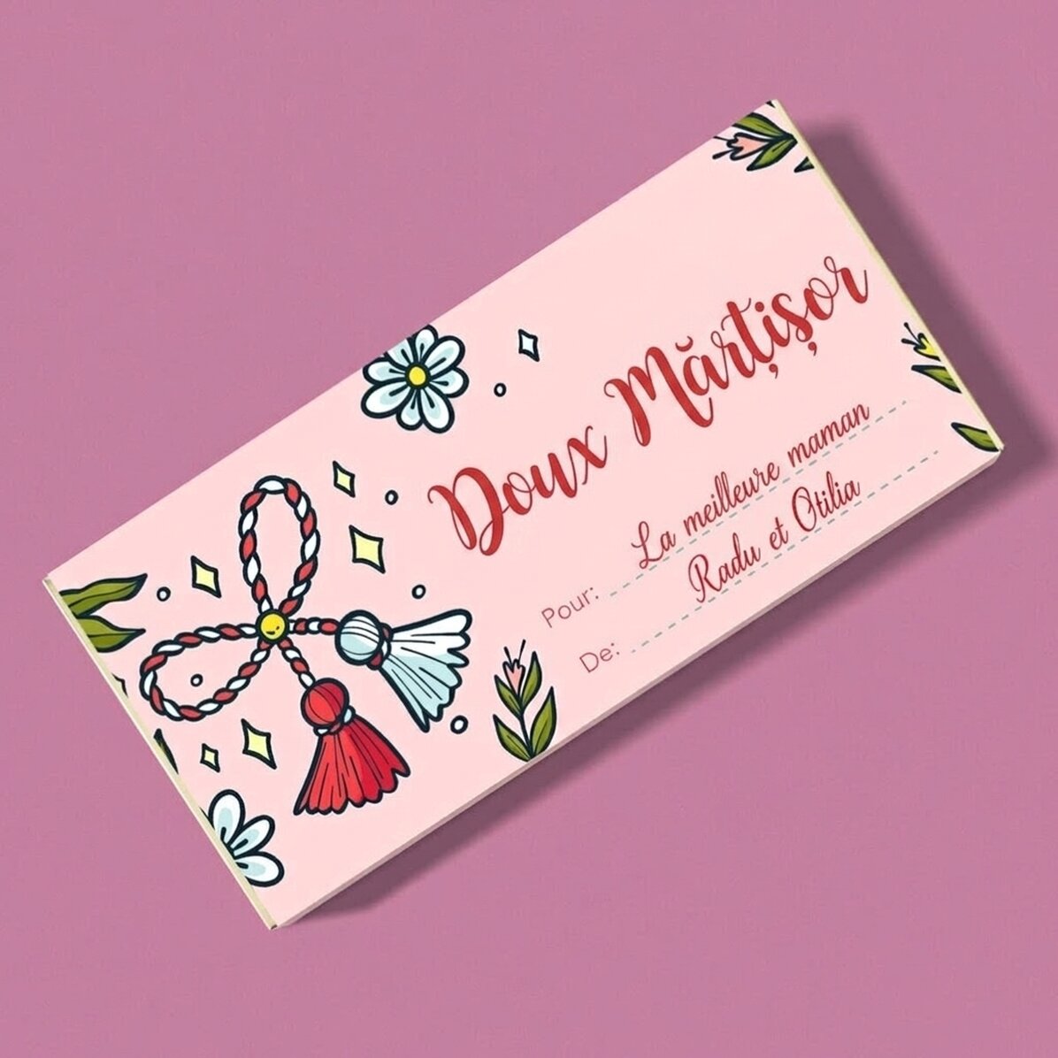 Chocolat personnalisé avec un message tendre