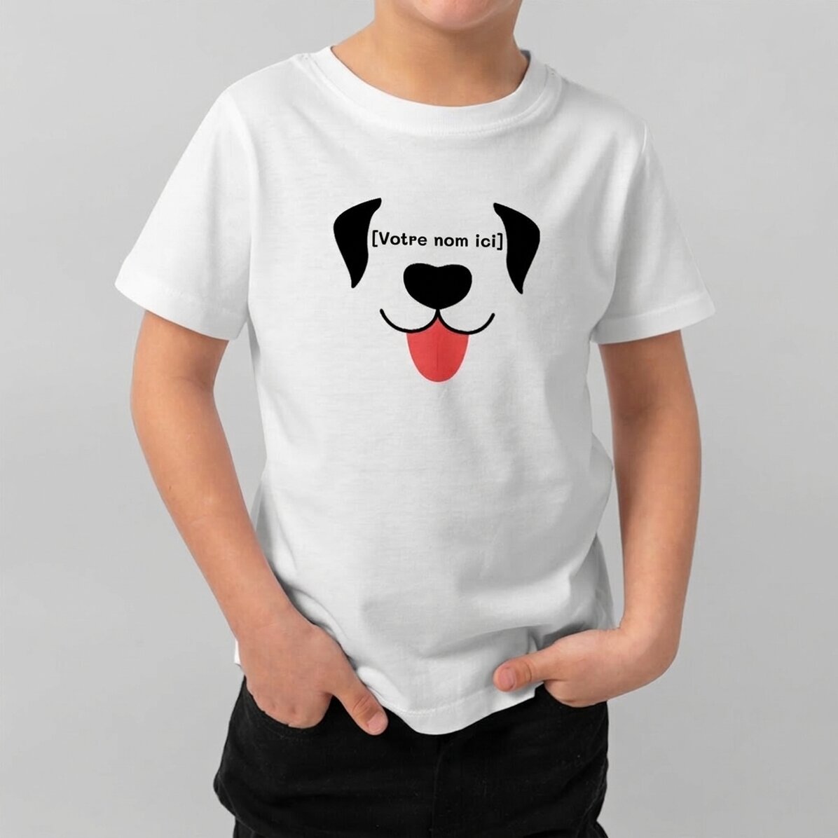 T-shirt en coton pour enfants personnalisé avec un texte - Chiennet