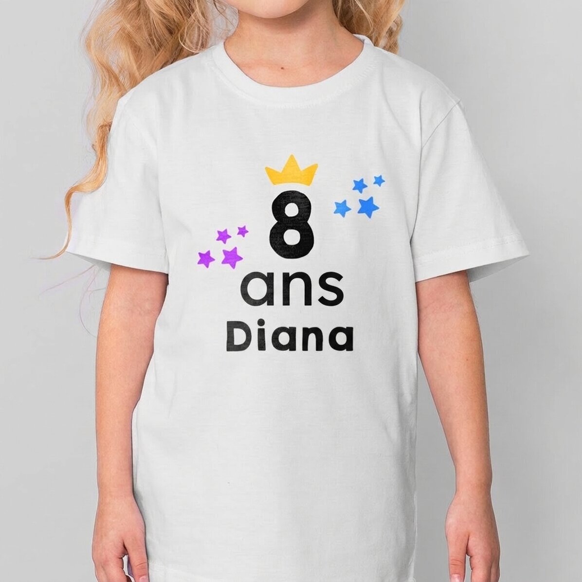 T-shirt en coton pour enfants personnalisé avec un texte - Couronne d