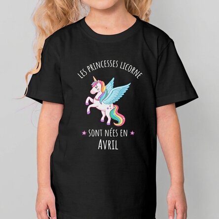 T-shirt en coton pour enfants personnalisé avec un texte - La princesse licorne