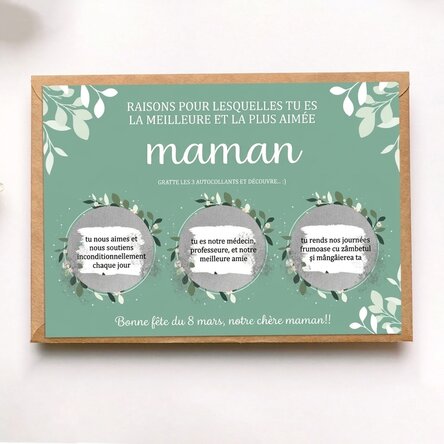 Carte à gratter personnalisée avec des motifs pour la meilleure maman
