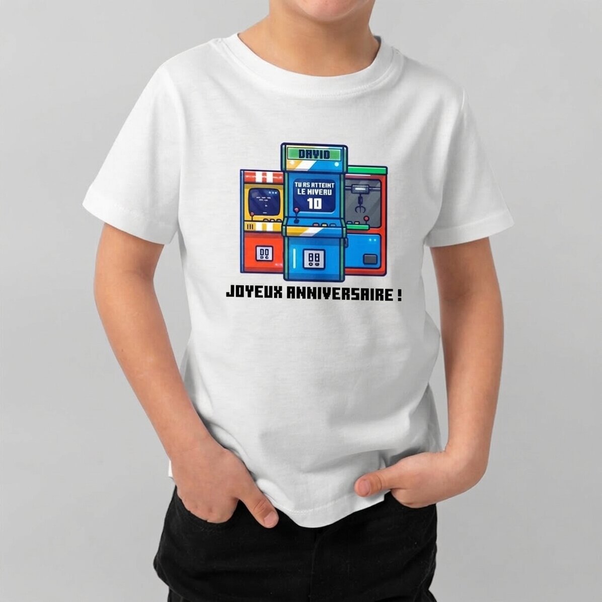 T-shirt en coton pour enfants personnalisé avec un texte - Anniversaire de gamer