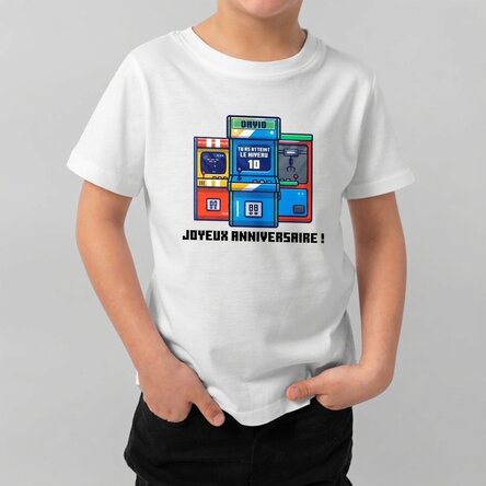 T-shirt en coton pour enfants personnalisé avec un texte - Anniversaire de gamer