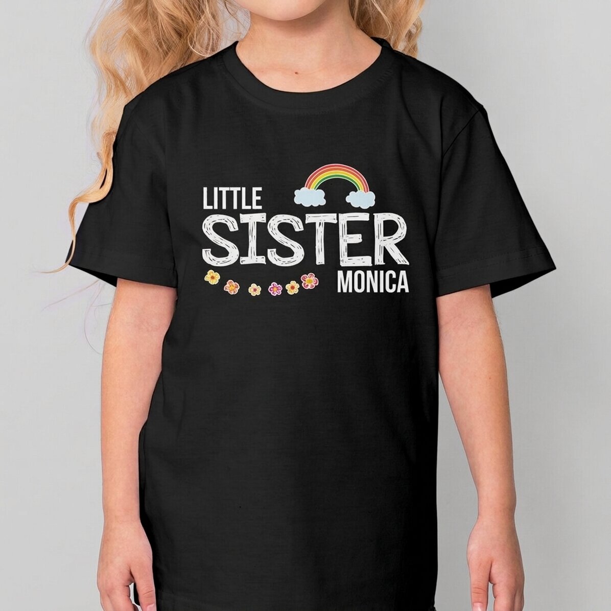 T-shirt en coton pour enfants personnalisé avec le texte « Sister »