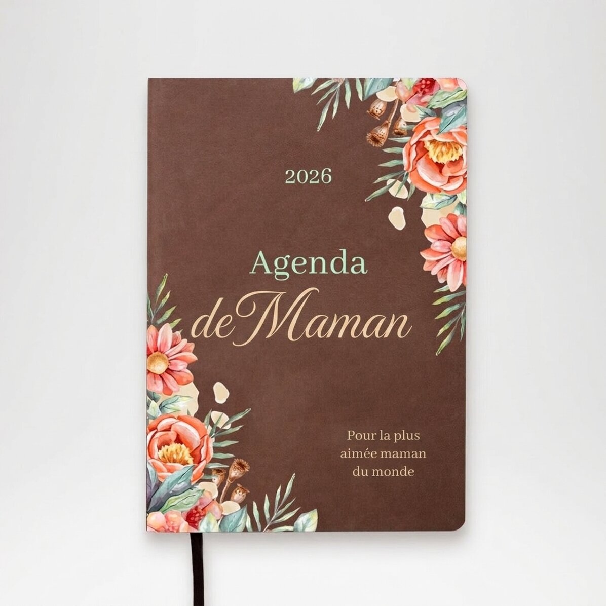 Agenda personnalisé en couleur avec un message pour maman