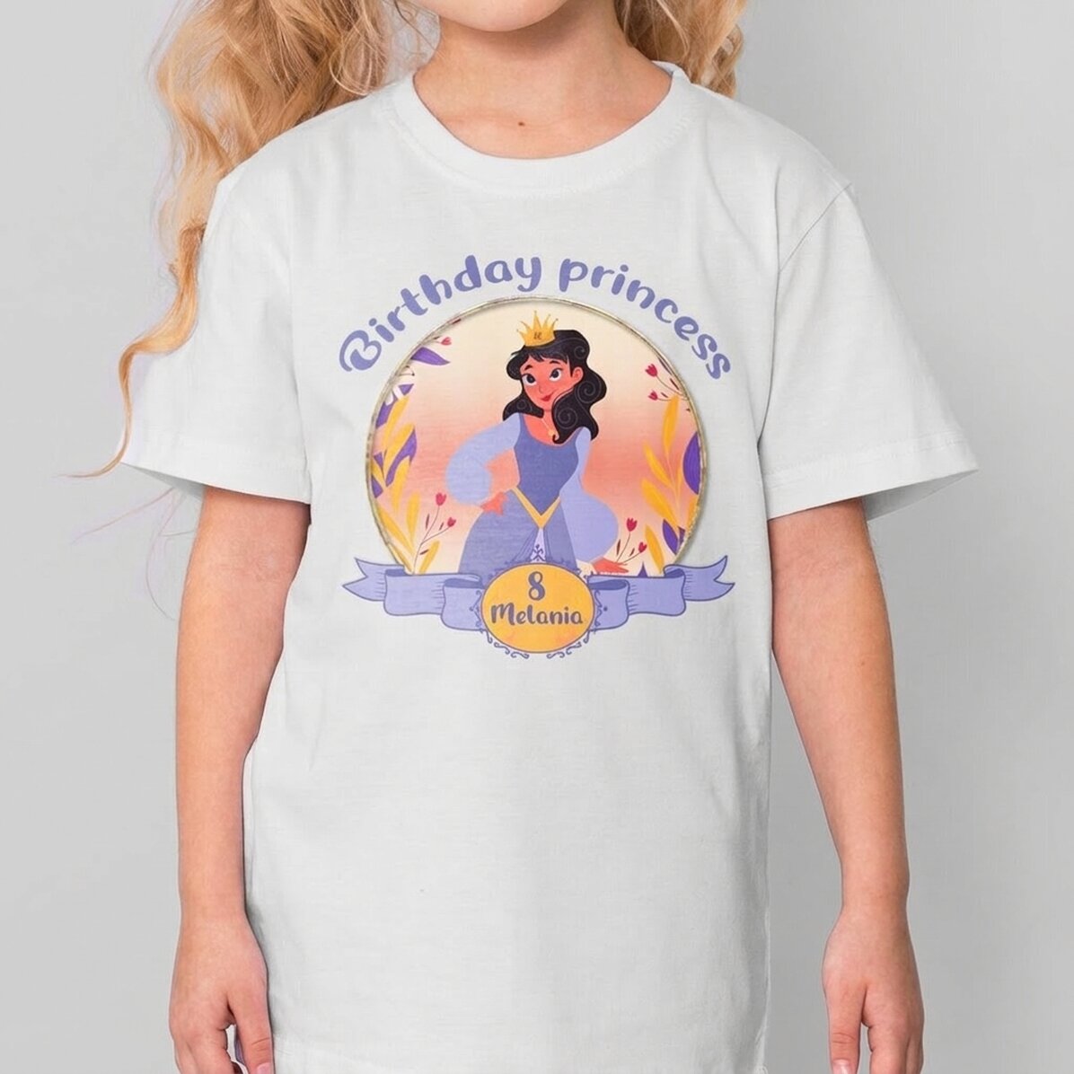 T-shirt en coton pour enfants personnalisé avec le texte « Birthday princess »
