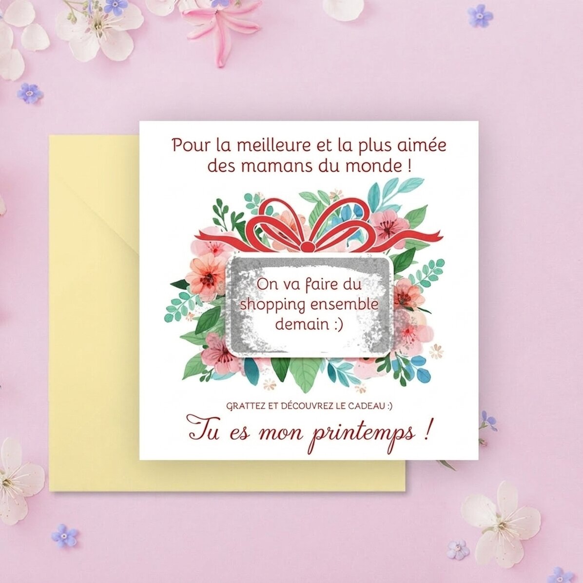 Carte à gratter personnalisée avec message - Cadeau