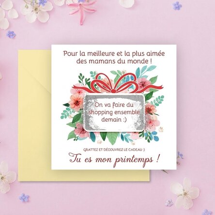 Carte à gratter personnalisée avec message - Cadeau
