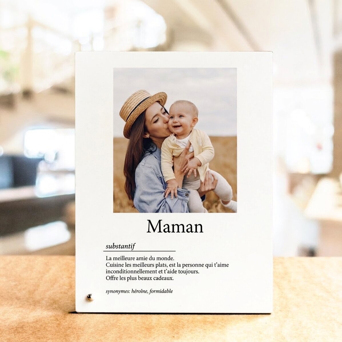 Cadre photo de bureau personnalisé avec une photo et un texte - Définition