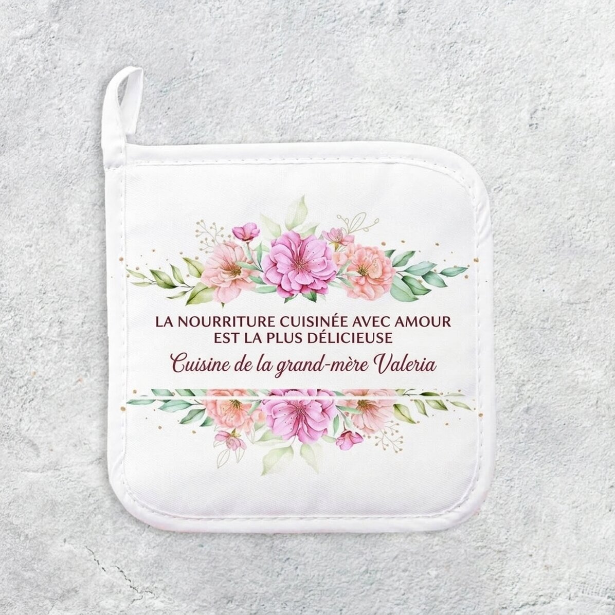 Dessous-de-plat personnalisé avec inscription - motif floral