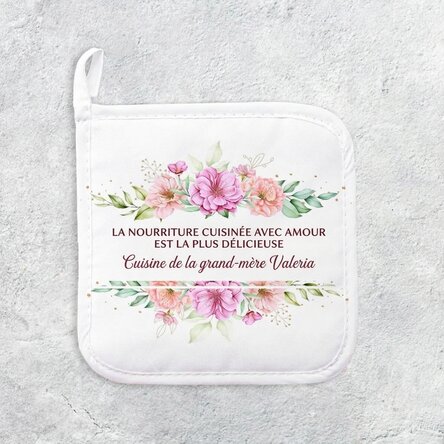 Dessous-de-plat personnalisé avec inscription - motif floral