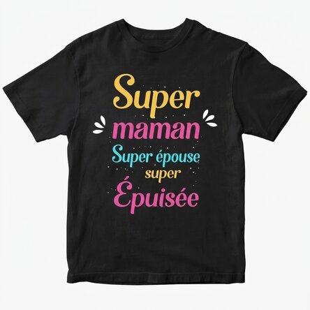T-shirt en coton personnalisé avec inscription - Super Mama