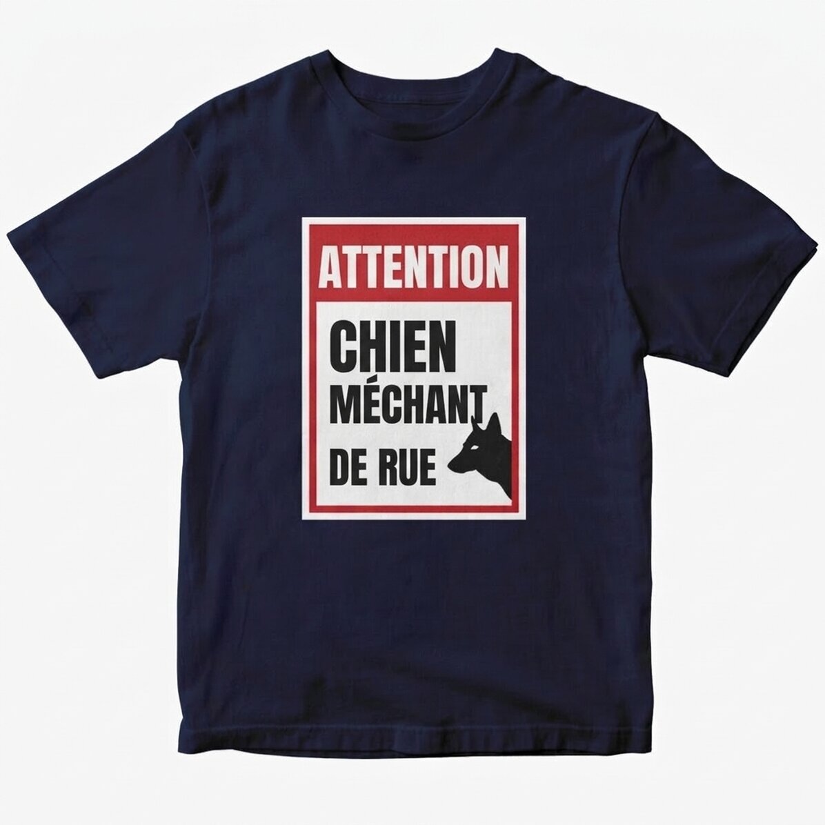 T-shirt en coton personnalisé avec le texte « Attention, chien méchant ! »