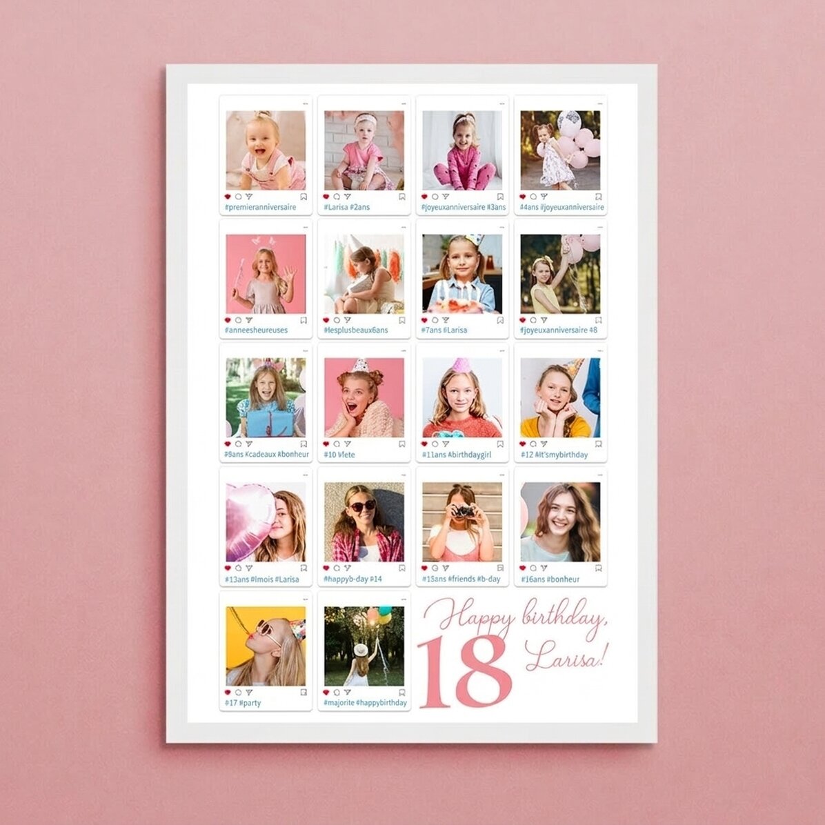 Tableau personnalisé avec 18 photos et un message - #Instagram