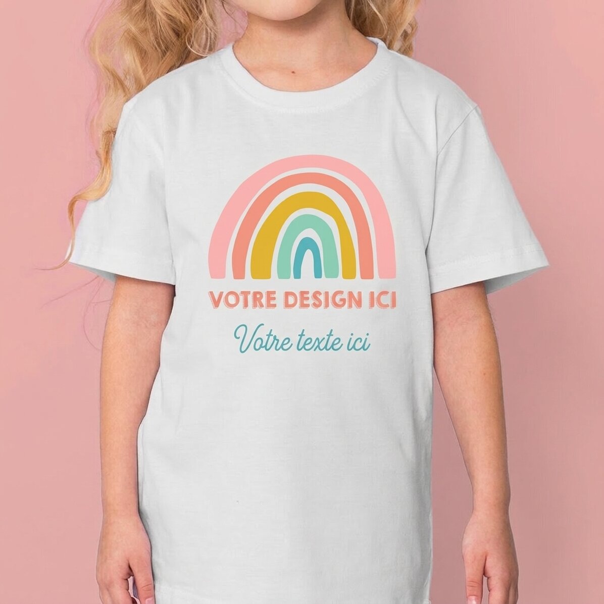 T-shirt en coton pour enfants personnalisé avec un prénom - Arc-en-ciel