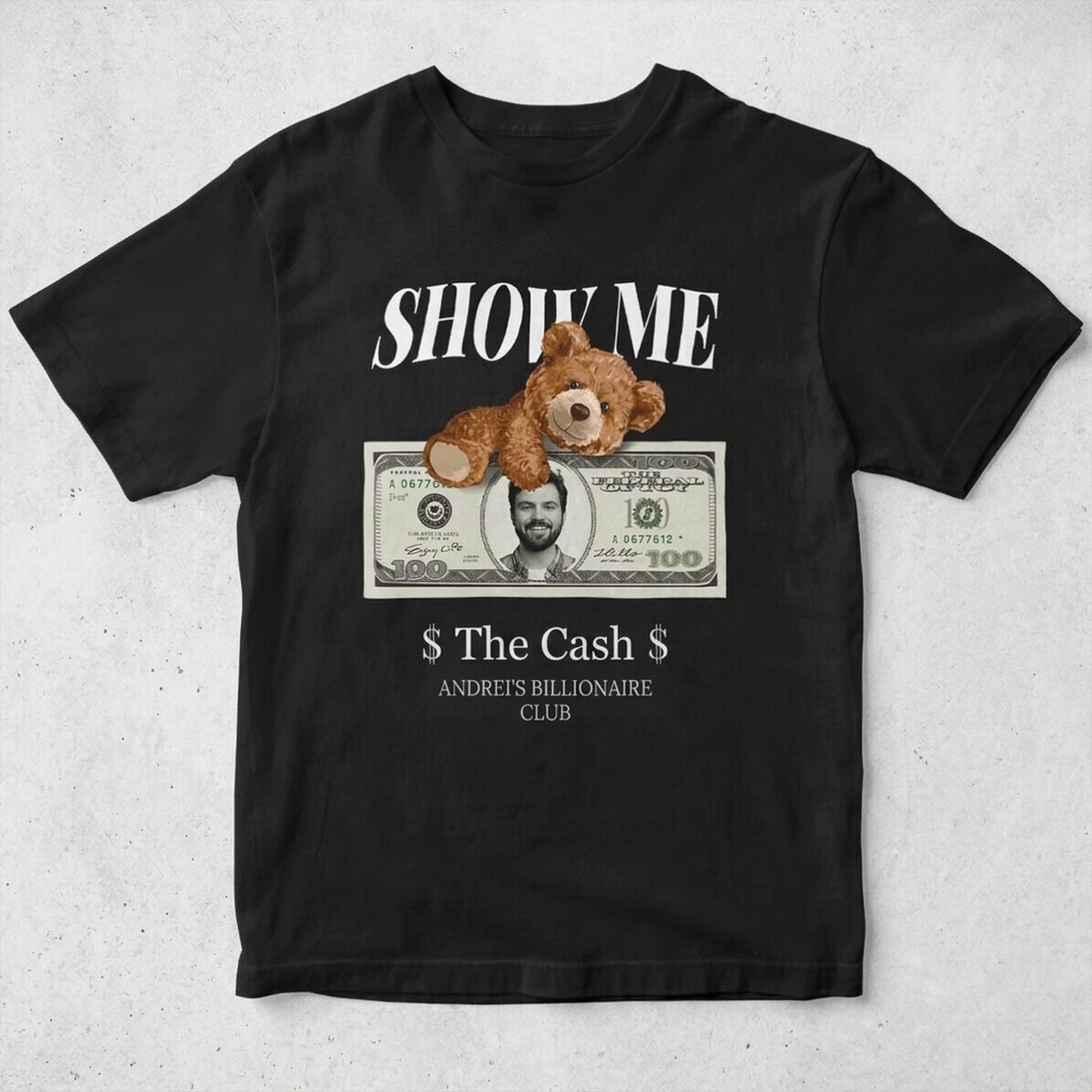 T-shirt en coton personnalisé avec photo et texte - Show me the money