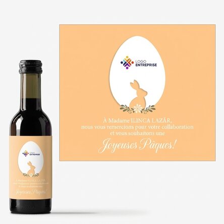 Mini-bouteille de vin personnalisée avec texte et logo - Joyeuses Pâques