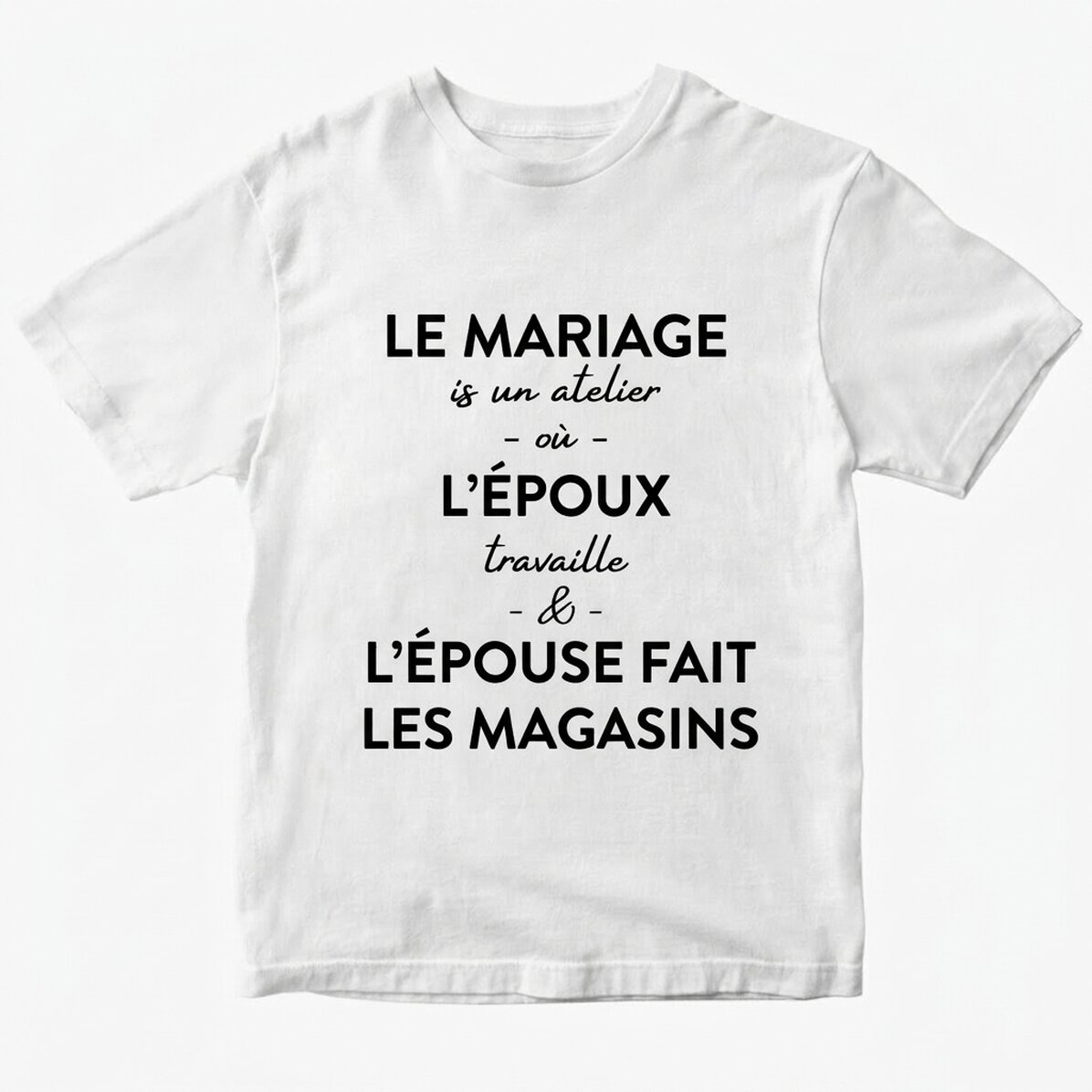 T-shirt en coton personnalisé avec un message sur le mariage