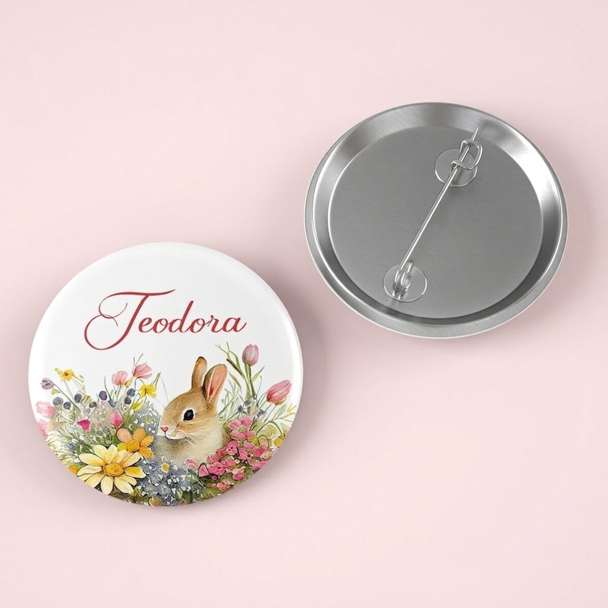 Badge personnalisé avec prénom - Lapin de Pâques