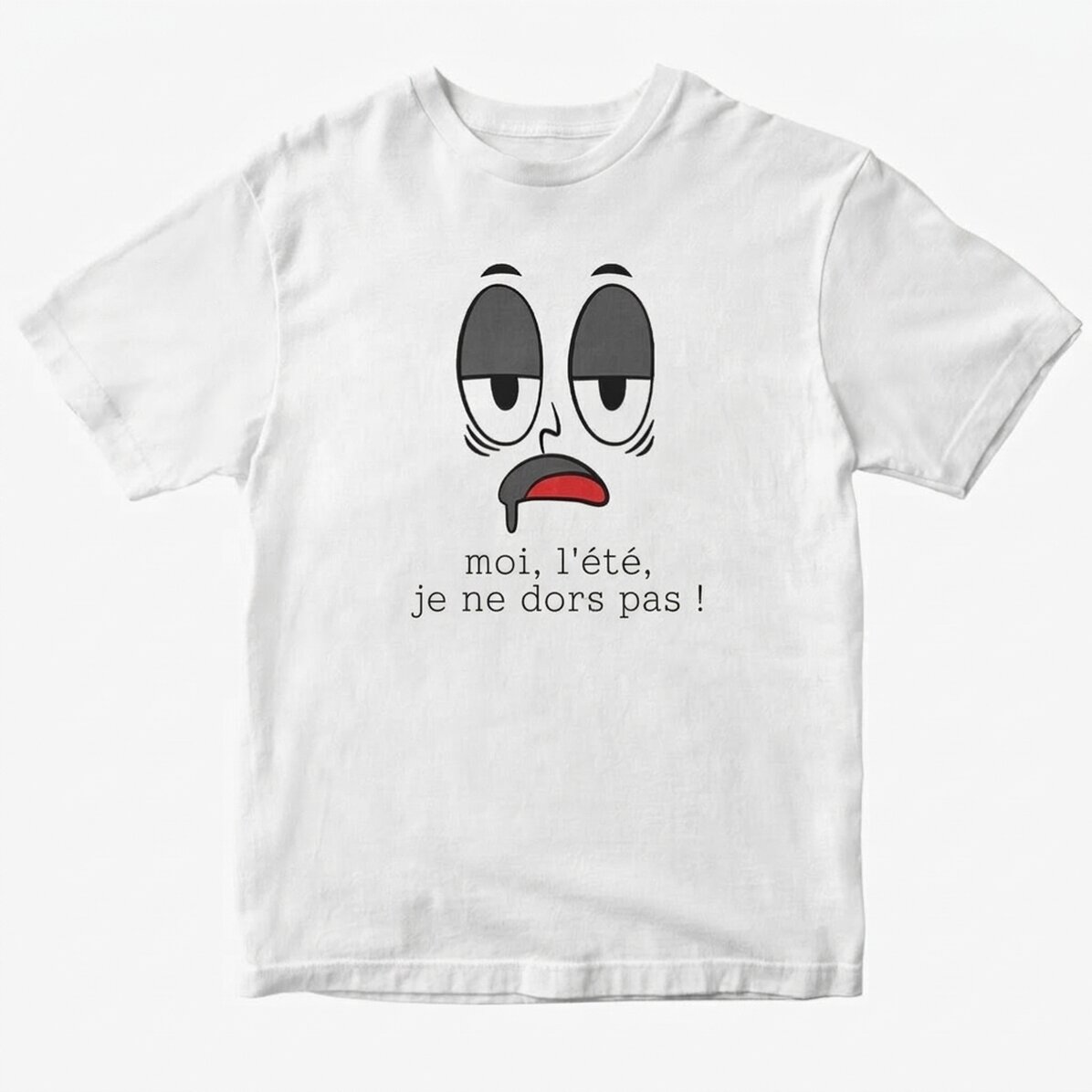 T-shirt en coton personnalisé avec le texte « En été, je ne dors pas ! »
