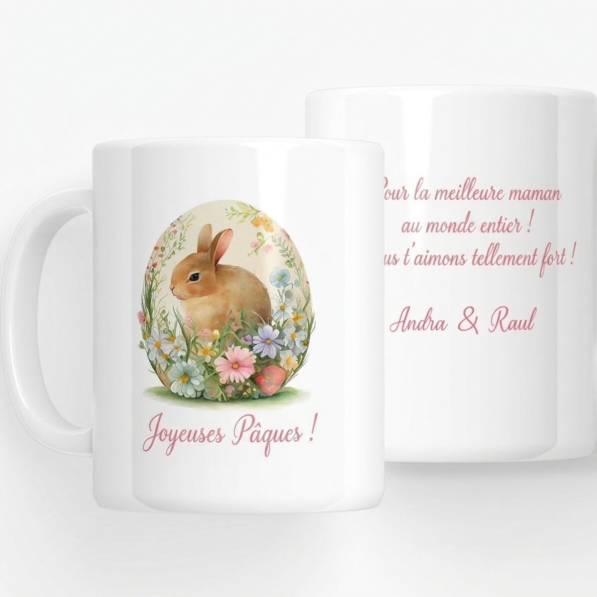 Tasse personnalisée avec message - Lapin de Pâques