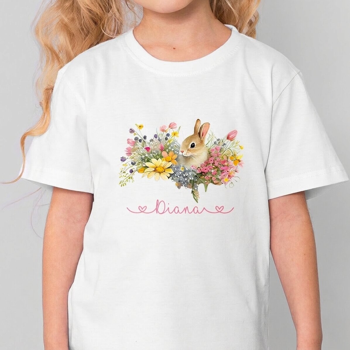 T-shirt en coton pour enfants personnalisé avec un prénom - Lapin