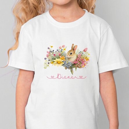 T-shirt en coton pour enfants personnalisé avec un prénom - Lapin