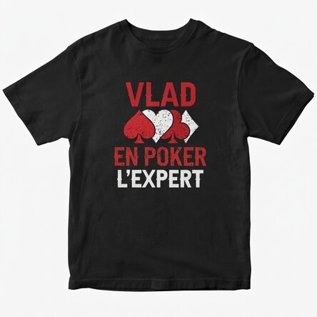 T-shirt en coton personnalisé avec inscription - Expert en poker