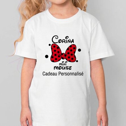 T-shirt en coton pour enfants personnalisé avec un texte - Mini Mouse