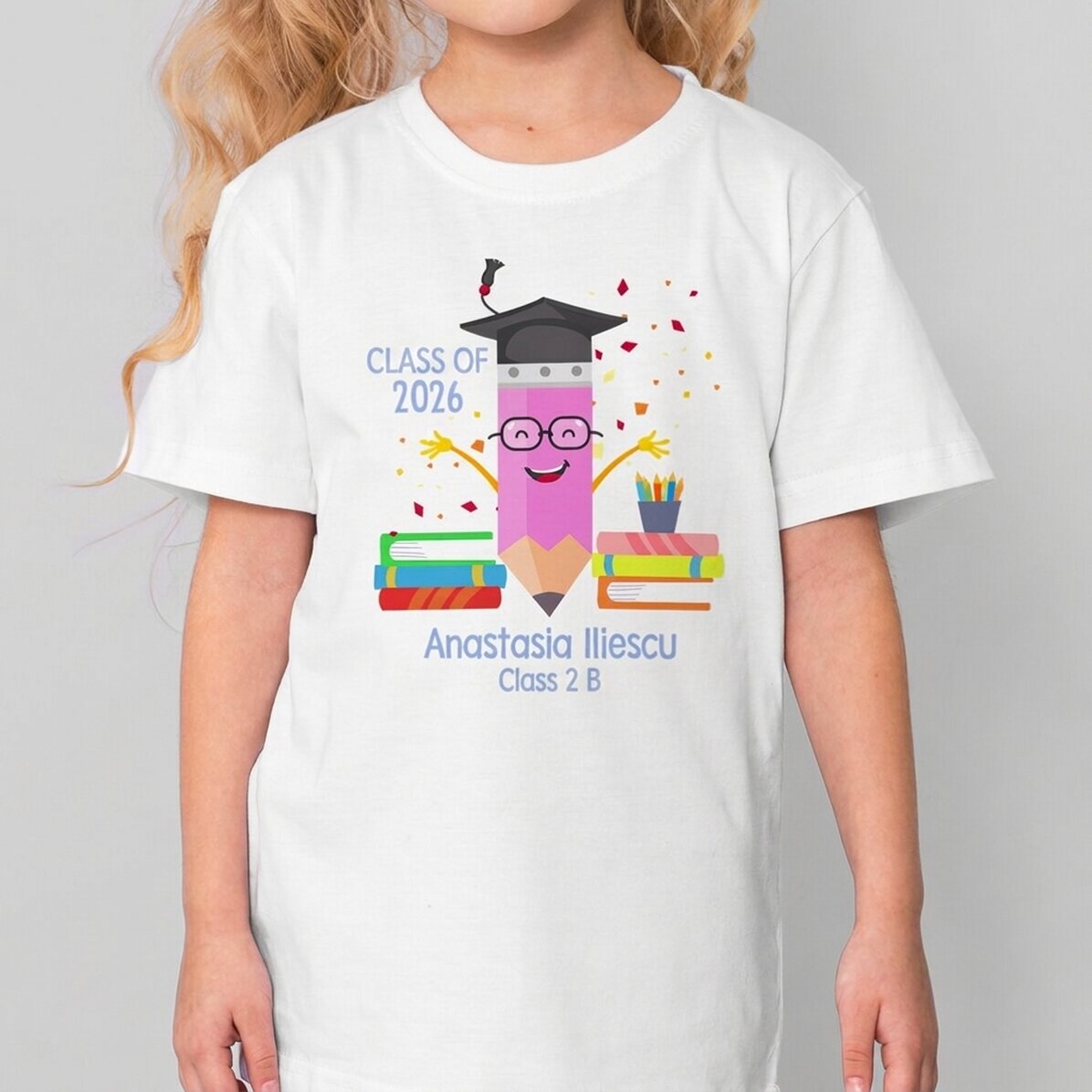 T-shirt en coton pour enfants personnalisé avec un texte - Crayon de fin d