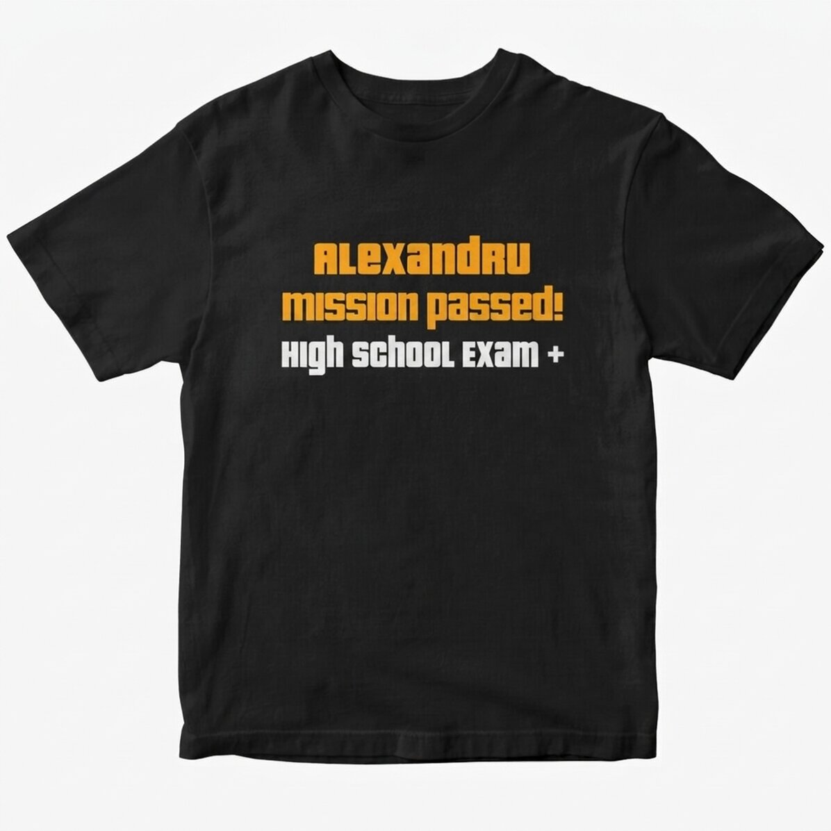 T-shirt en coton personnalisé avec le texte « Mission passed »