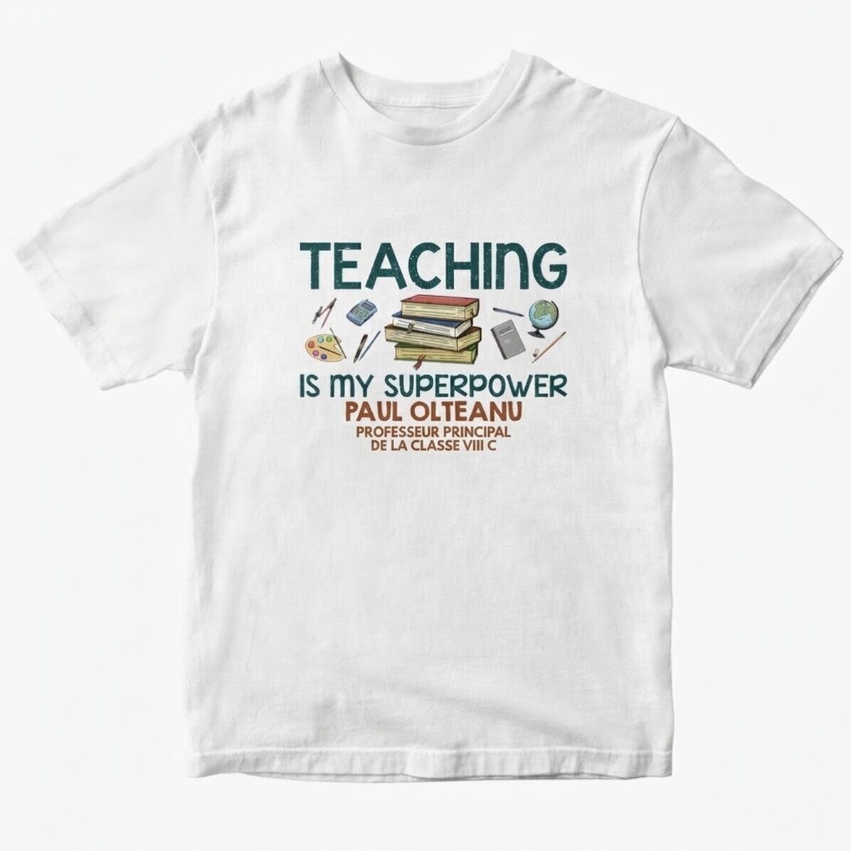 T-shirt en coton personnalisé avec le texte « Teaching is my superpower »