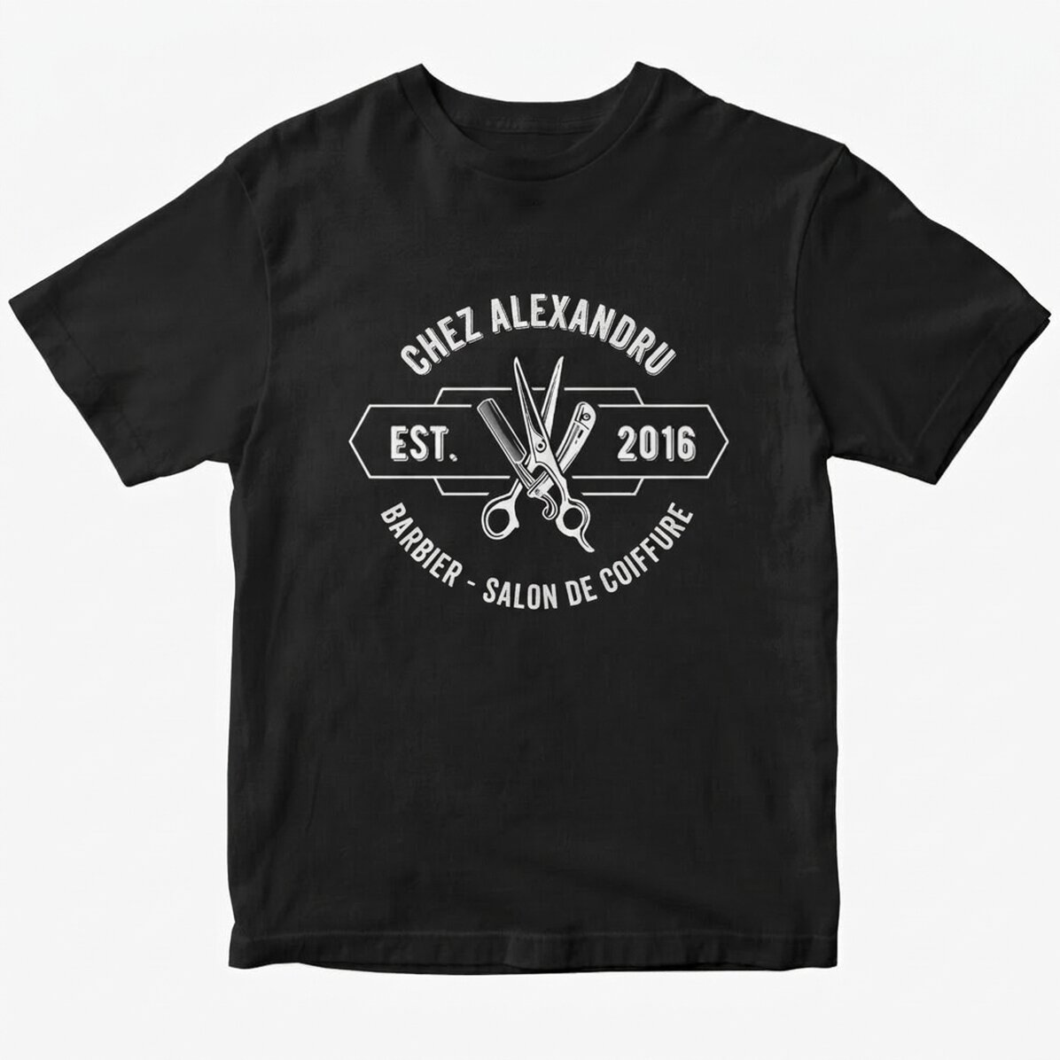 T-shirt en coton personnalisé avec un texte - Barber Shop