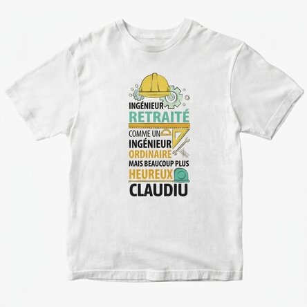 T-shirt en coton personnalisé avec inscription - Ingénieur à la retraite