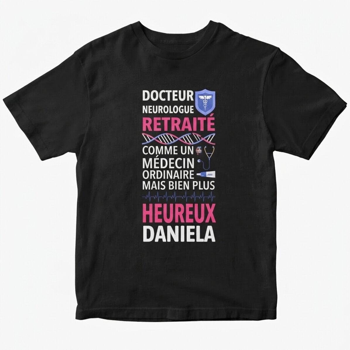 T-shirt en coton personnalisé avec inscription - Médecin à la retraite
