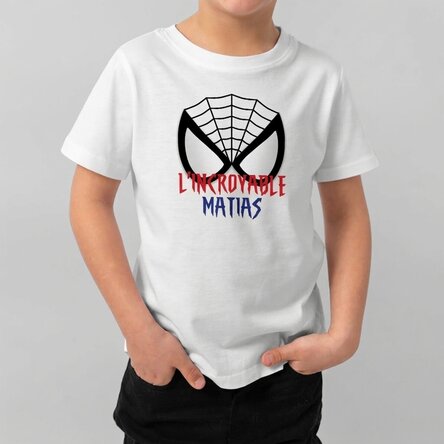 T-shirt en coton pour enfants personnalisé avec un texte - The Amazing Spider Kid