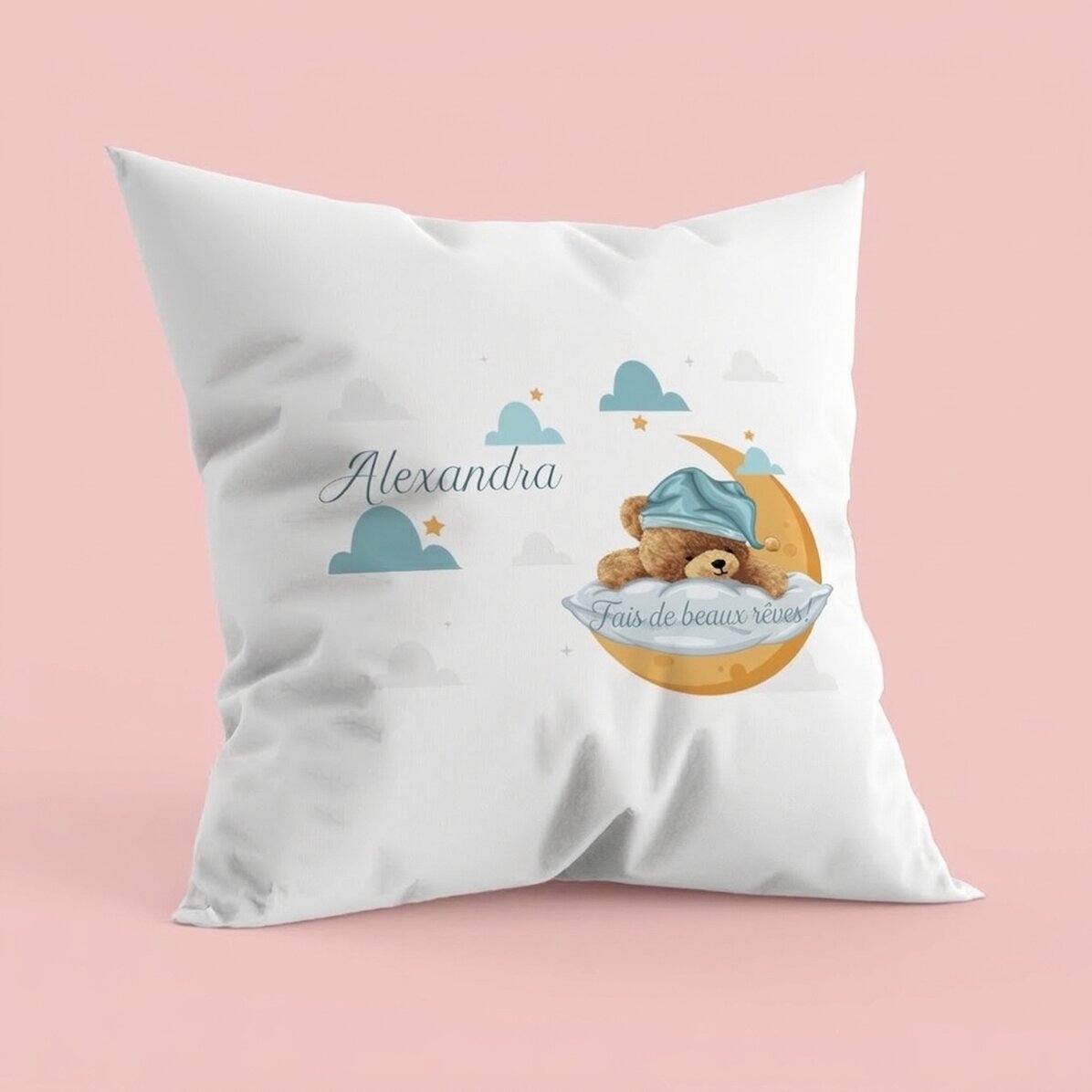 Coussin personnalisé avec inscription - Ourson
