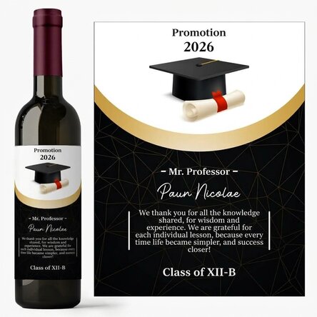 Vin personnalisé avec un message pour un professeur - Remerciements