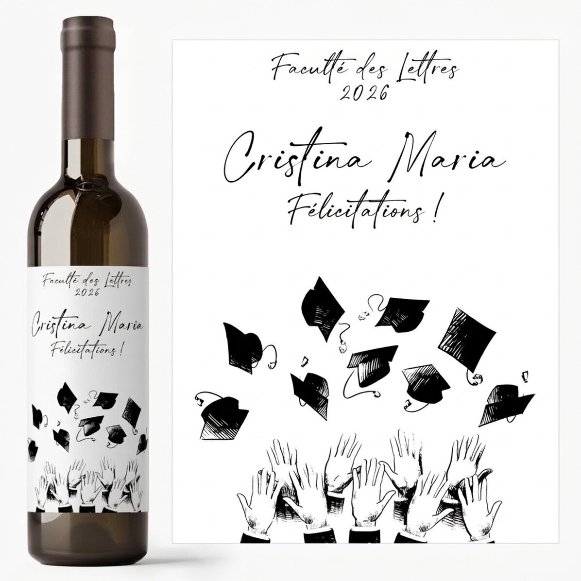 Vin personnalisé avec message - Cérémonie de remise des diplômes
