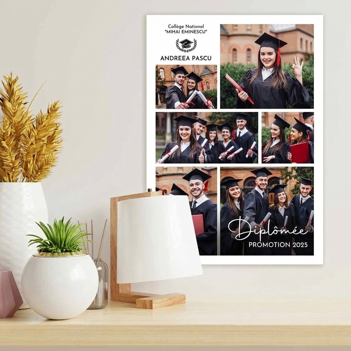 Affiche personnalisée avec 6 photos et un texte - Remise des diplômes